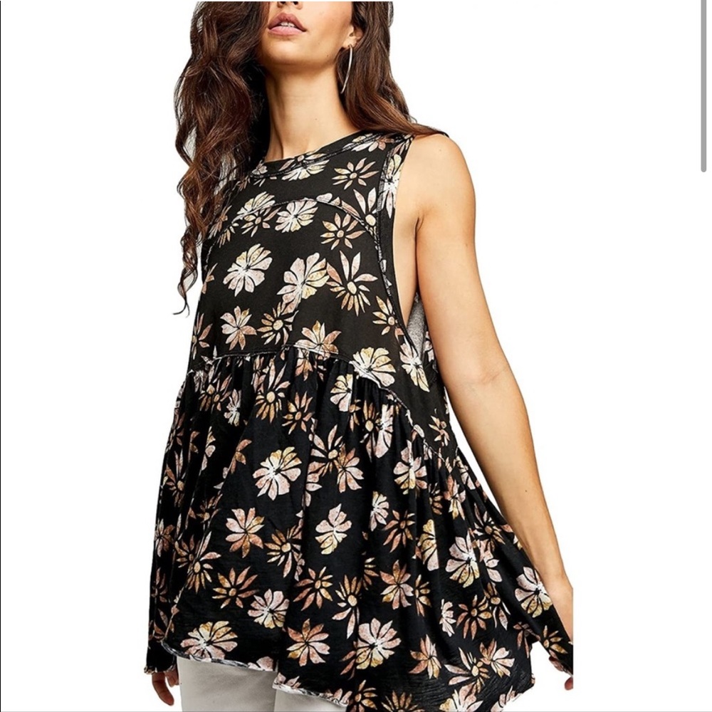 Free People ‘Madison’ Floral Print Longline Tank Top